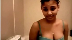 Dark skinned brunette with nice tits is about to have sex until she cums