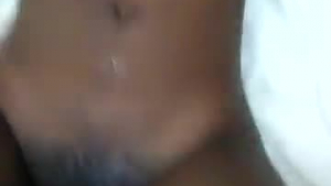 Ebony babe with big tits is getting a nice facial cumshot from her new lover.