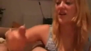 Big titted blonde is rubbing her leaking cunt in front of the camera, but it looks better