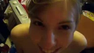 Nerdy, blonde CFNM doll with juicy tits is playing dirty with her handsome neighbor