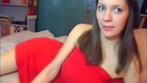 Slim brunette with a pierced eyebrow is getting fucked in her bed, during the day