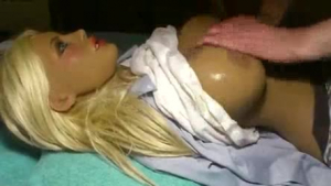 Chinese blonde doll fucked and facialized by her masseur