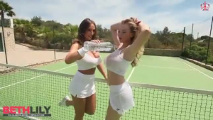 Highschool tennis chick caresses boys ass