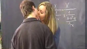 Nervous student babe gets deeper threesome.