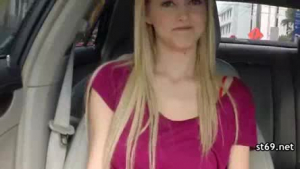 Blonde teen hitchhiker sucking a dick at a party then get nailed from behind