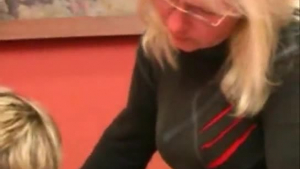Italian mature teacher Zenica Milano with big tits sucking a big dick