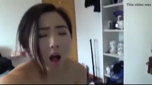 Asian girl fuck big black dick in bedroom