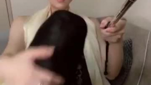 Cute Japanese shemale sucking and riding dick.